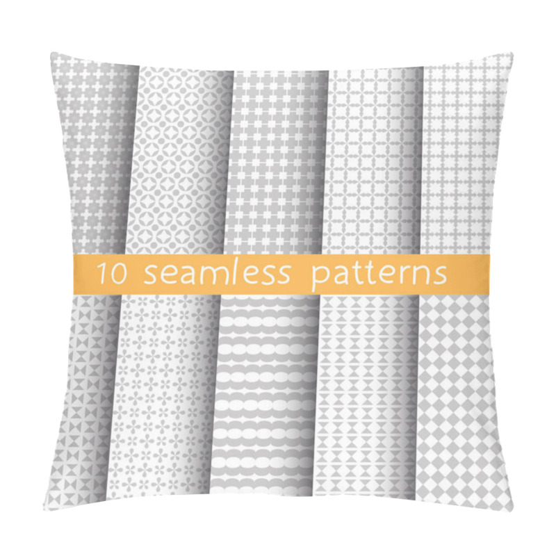 Personality  10 Light Grey Seamless Patterns For Universal Background. Grey And White Colors. Endless Texture Can Be Used For Wallpaper, Pattern Fill, Web Page Background. Vector Illustration For Web Design. Pillow Covers