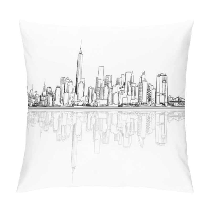 Personality  New York City Outline Sketch With Refection Pillow Covers