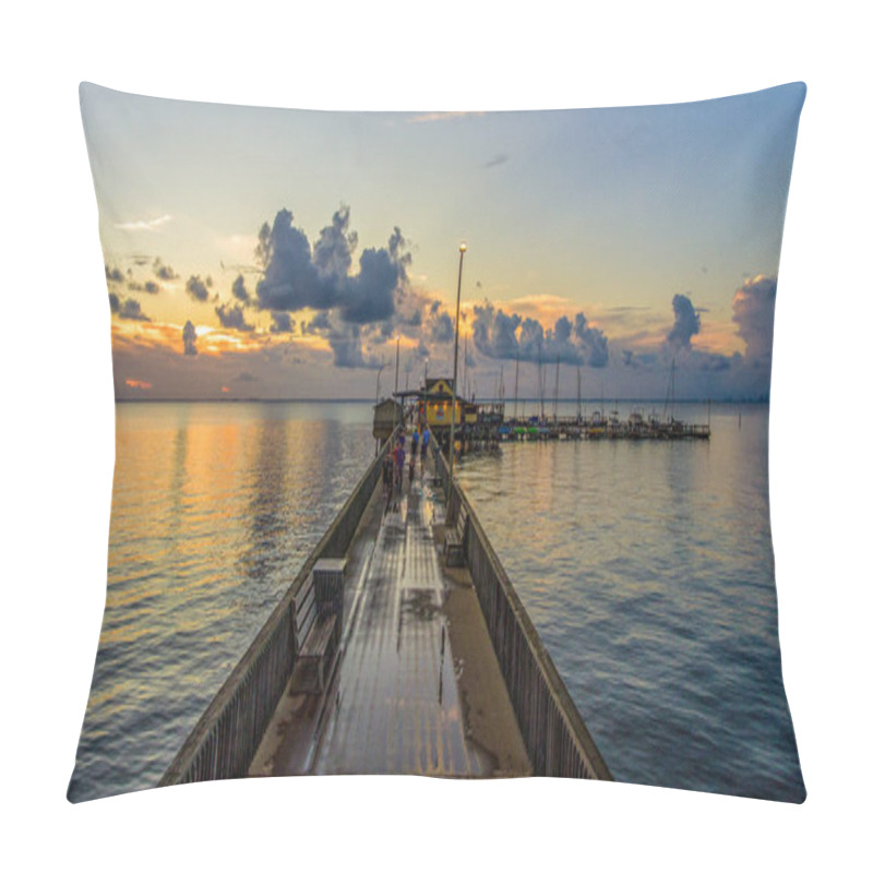 Personality  The Fairhope Municipal Pier At Sunset On Mobile Bay  Pillow Covers