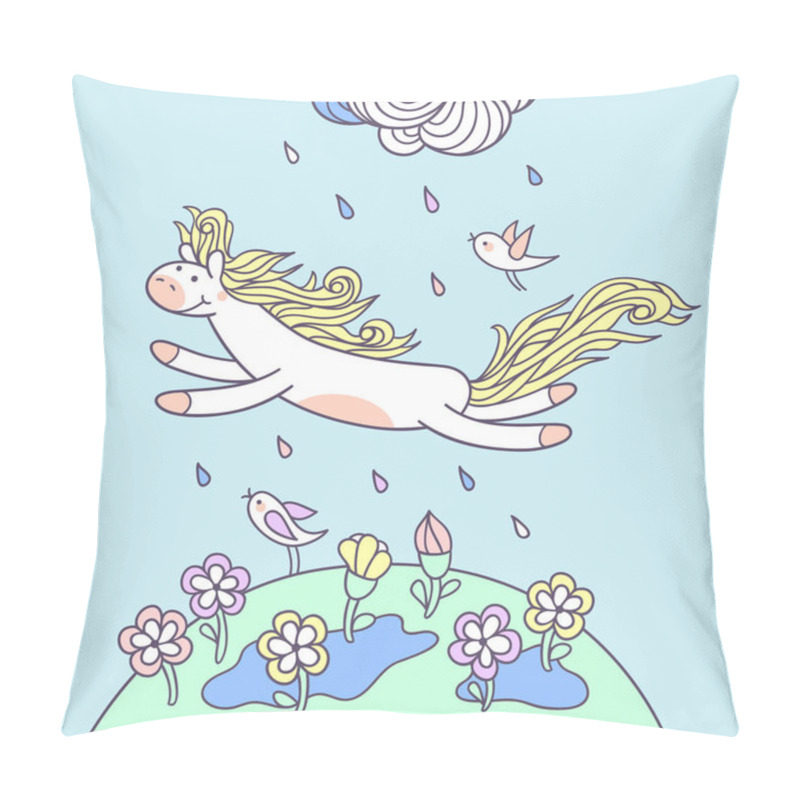 Personality   Little Pony Is Jumping   On The Rainbow Pillow Covers