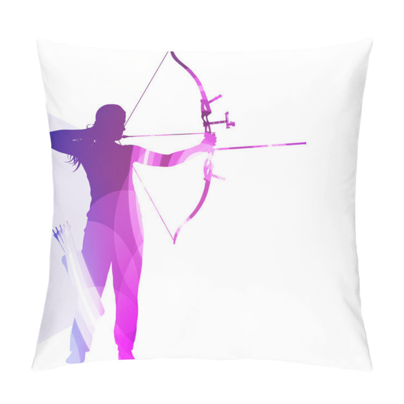 Personality  Archer Training Bow Man Silhouette Illustration Vector Backgroun Pillow Covers