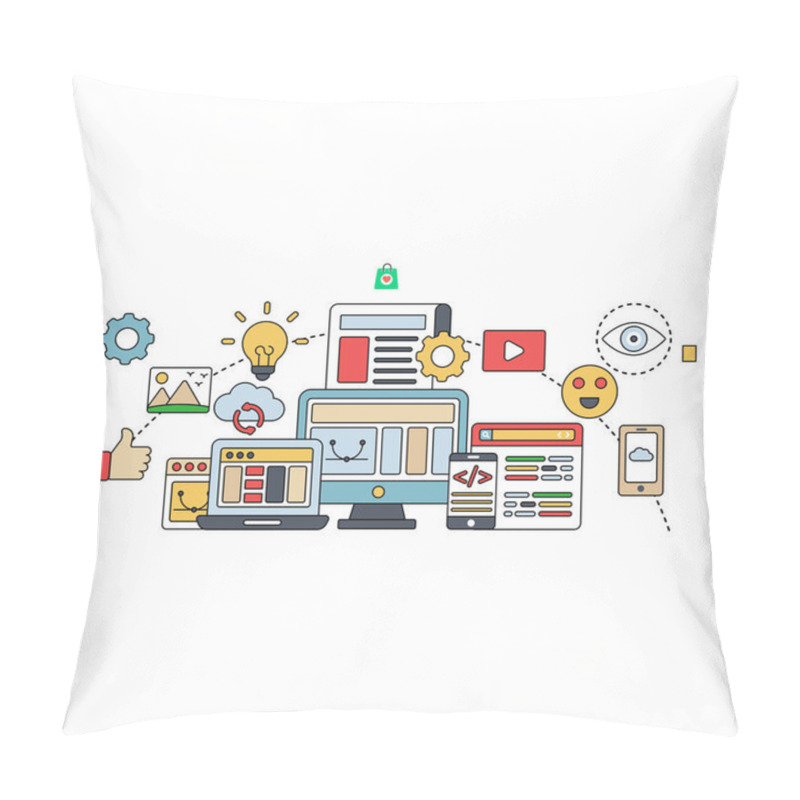 Personality  Editable Design Illustration Of Mobile Coding Pillow Covers