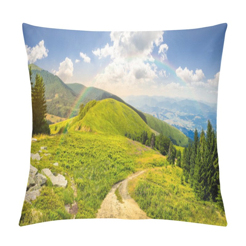 Personality  Pine Trees Near Valley In Mountain  Pillow Covers