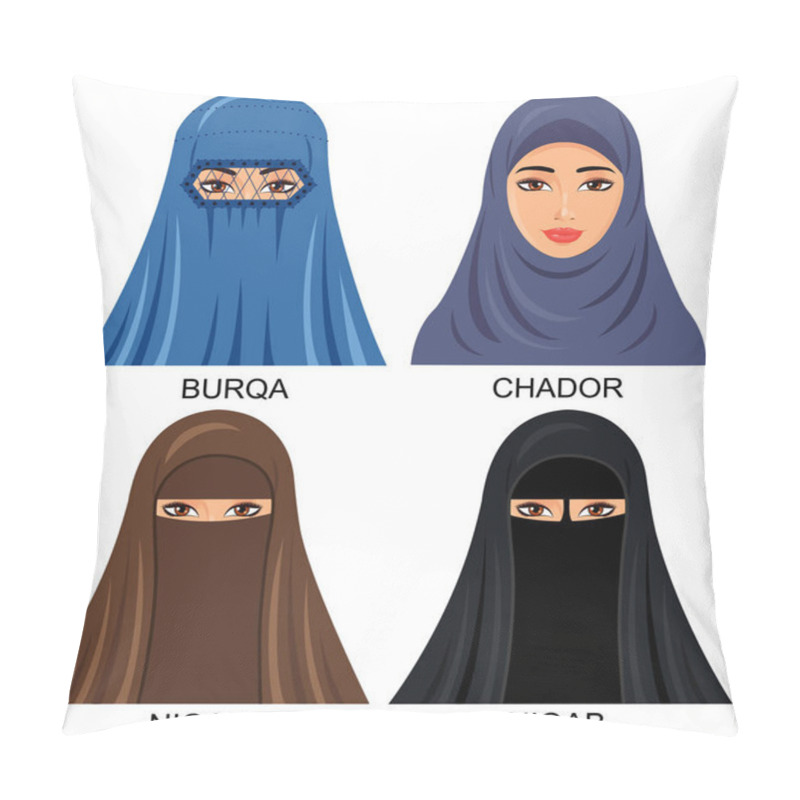 Personality  Arabian Muslim Women In Traditional Headwear Headscarf Pillow Covers