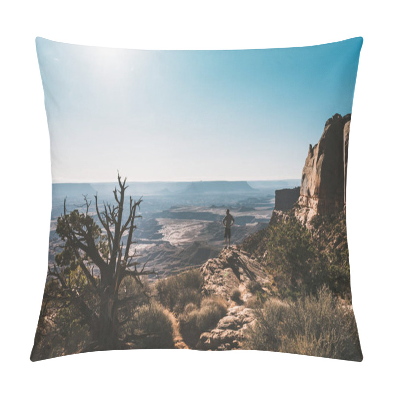 Personality  Young Man With Magnificent View Of Canyonlands, Utah, USA. Pillow Covers