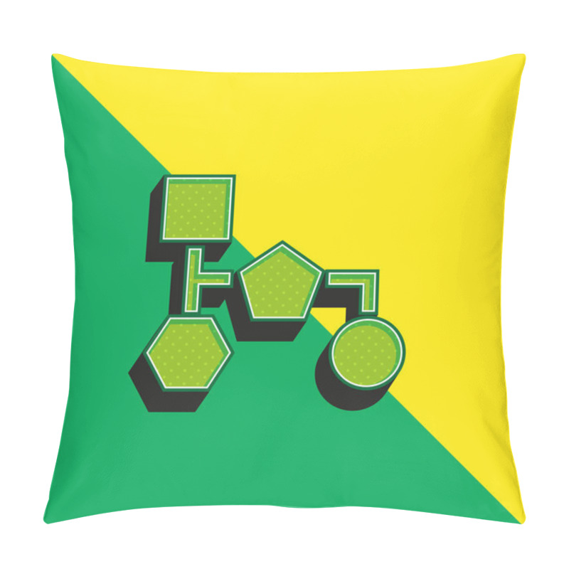 Personality  Block Scheme Of Black Geometrical Shapes Green And Yellow Modern 3d Vector Icon Logo Pillow Covers