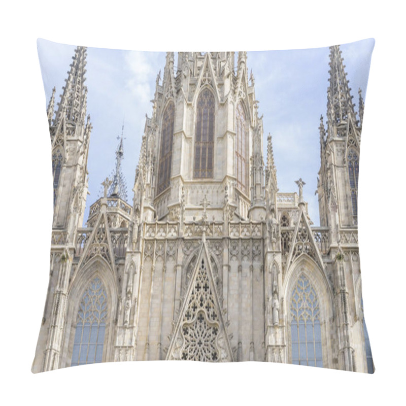 Personality  Gothic Catholic Cathedral Facade  Barcelona Catalonia Spain. Built In 1298. Pillow Covers