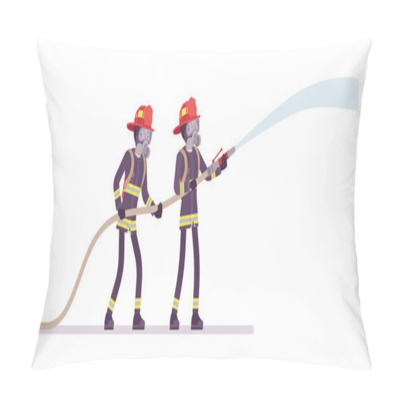 Personality  Young Male Firefighters With Water Hose Pillow Covers