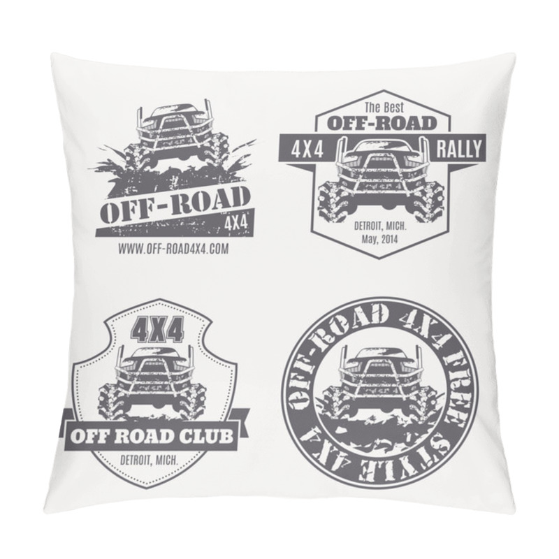 Personality  Off-road Vehicle Vector Emblems, Labels And Logos Pillow Covers