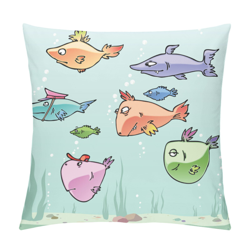 Personality  Set Of The Cartoon Fishes. Pillow Covers