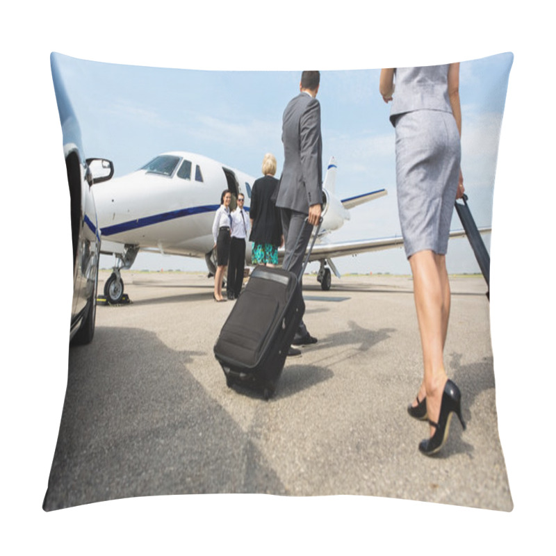 Personality  Business Partners Walking Towards Private Jet Pillow Covers