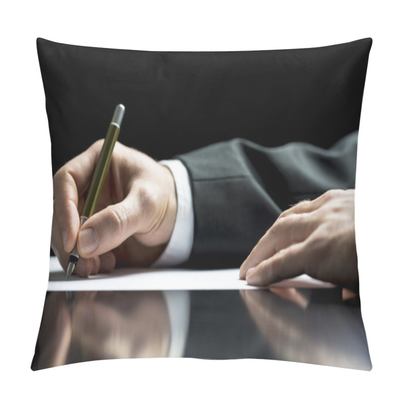 Personality  Businessman Writing A Letter Or Signing Pillow Covers