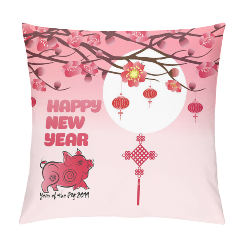 Personality  Chinese New Year 2019 Background Blooming Sakura Branches Pillow Covers