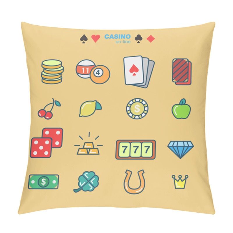 Personality  Outline Icons Casino Flat Style Pillow Covers