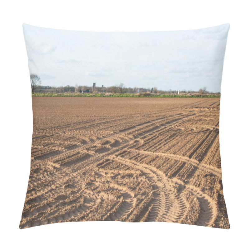 Personality  Plowed Farmland Under Blue Sky Pillow Covers