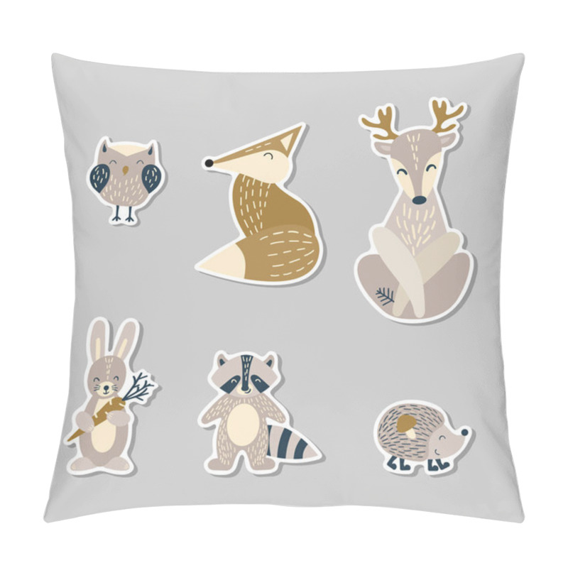 Personality  Set Of Stickers With Cute Cartoon Woodland Animals Pillow Covers