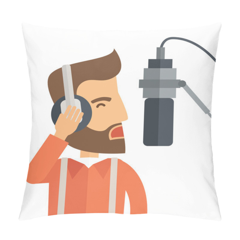 Personality  DJ With Headphone And Microphone Pillow Covers