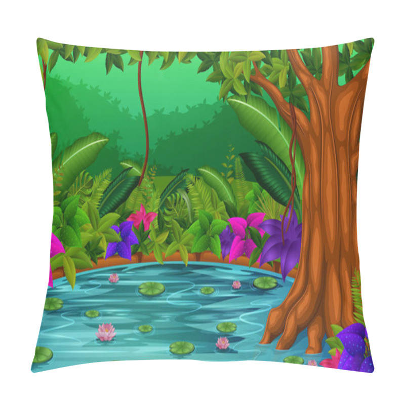 Personality  Forest Scene With Lake Pillow Covers