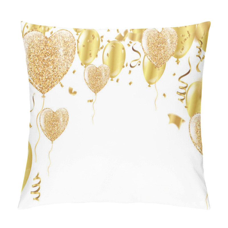 Personality  Golden Balloons In The Shape Of A Heart On A Background The Shap Pillow Covers