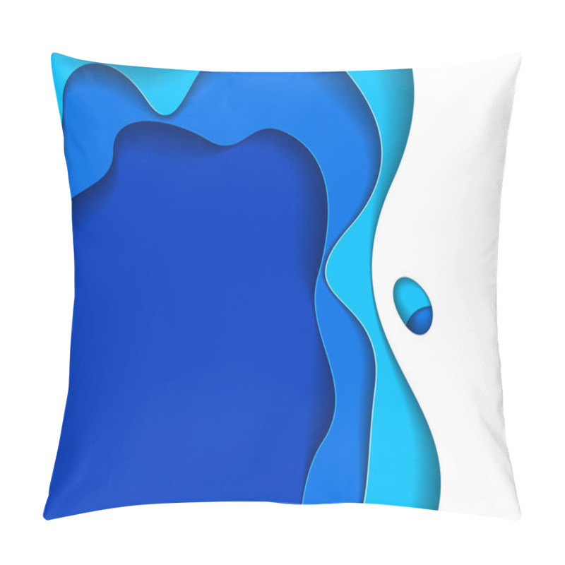 Personality  Abstract Blue Paper Cutout Curvy Shapes Layered In Paper Cut Style Pillow Covers