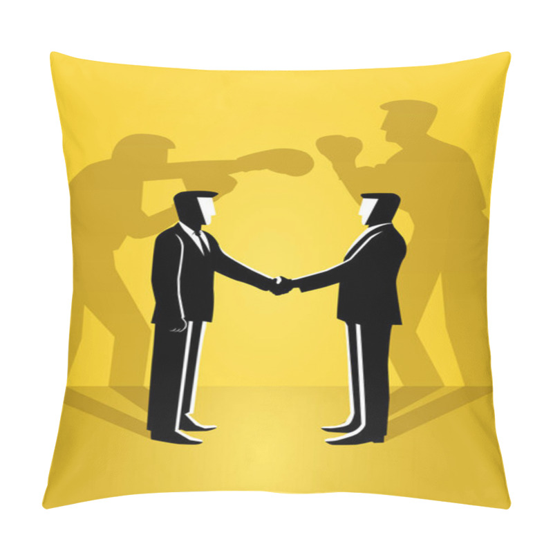 Personality  An Illustration Of Two Businessman Shaking Hand With Their True Reflection On The Wall Pillow Covers