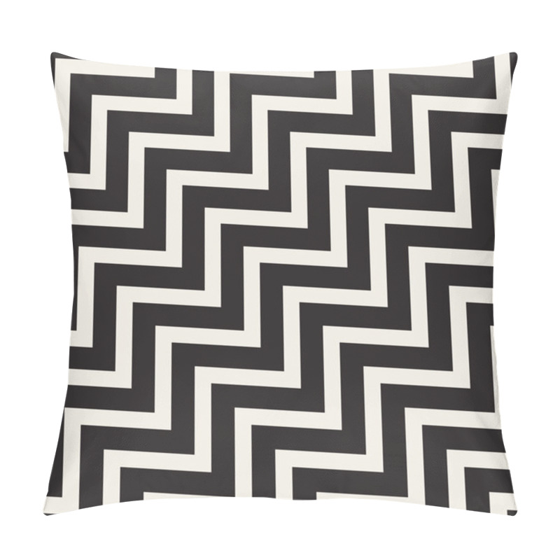 Personality  Vector Seamless Black And White ZigZag Diagonal Lines Geometric Pattern Pillow Covers