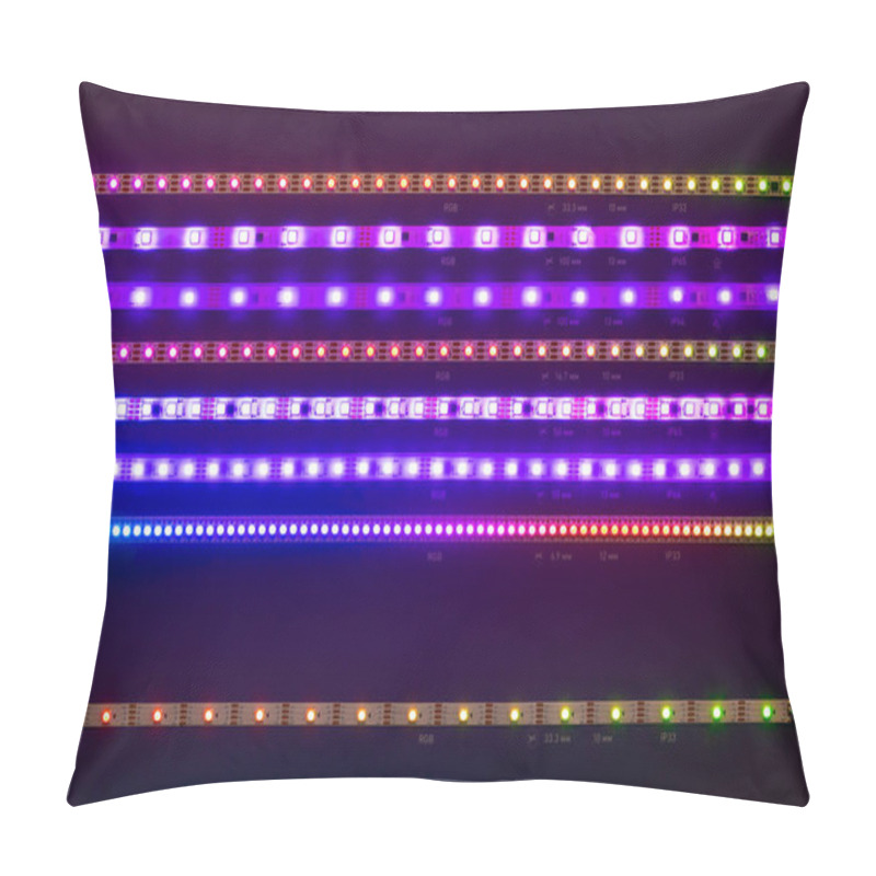 Personality  Led Strips Purple Lights On Black Background Pillow Covers