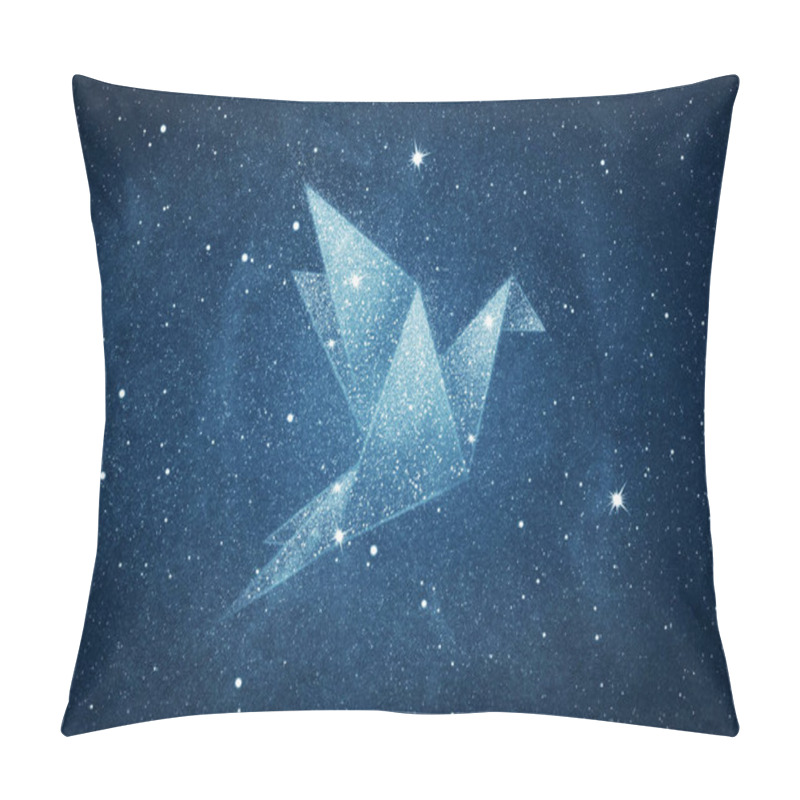 Personality  Stars In Origami Bird Shape Over Blue Night Sky Background Pillow Covers