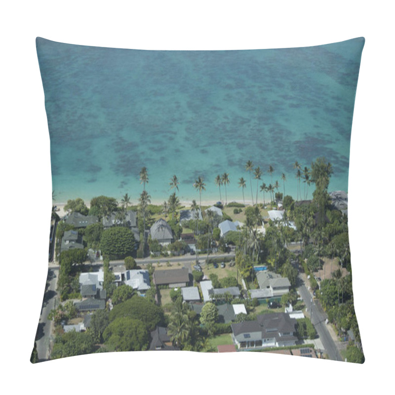 Personality  Aerial Drone View Of Lanikai Beach From Pill Box Mountain Hike Pillow Covers