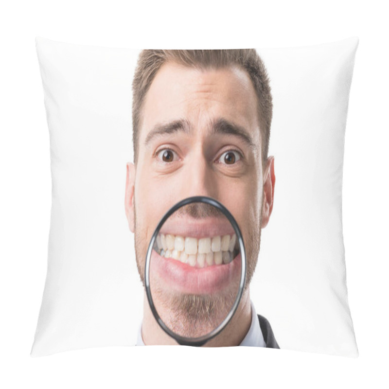 Personality  Businessman With Magnifying Glass Pillow Covers