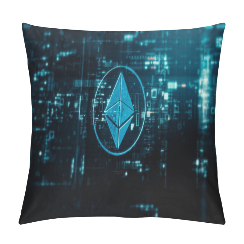 Personality  Futuristic Digital Background Highlighting Advanced Cryptocurrency And Encryption Technology, Featuring Blockchain Networks And Secure Cryptographic Systems : Ethereum Pillow Covers