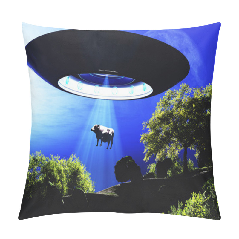 Personality  Ufo Flying On Earth At Night Over Field Pillow Covers