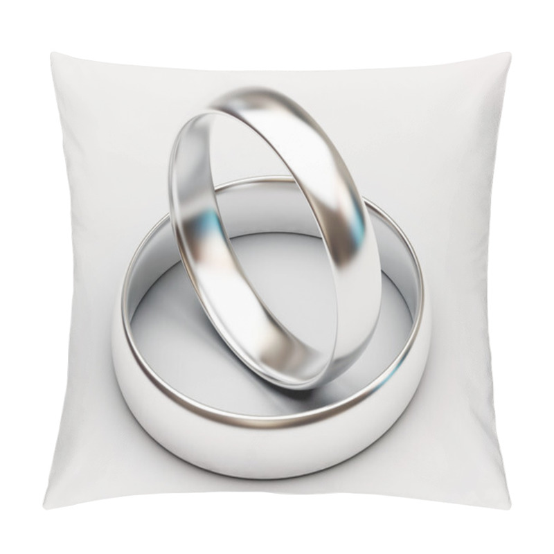 Personality  Platinum Wedding Rings On White Background Pillow Covers