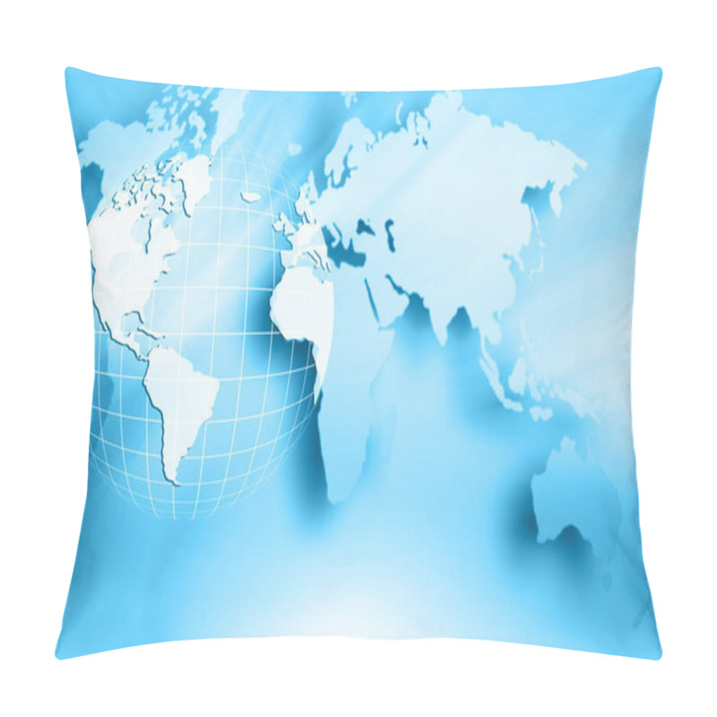 Personality  World Map On A Technological Background, Glowing Lines Symbols Of The Internet, Radio, Television, Mobile And Satellite Communications. Pillow Covers