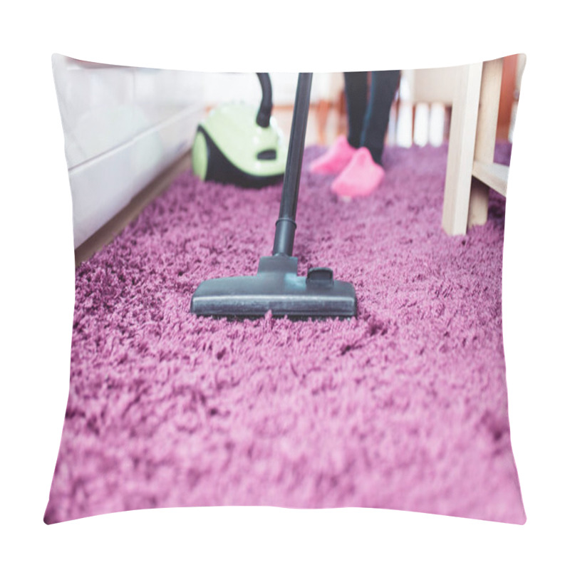 Personality  Young Woman Cleaning House With Vacuum Cleaner. Pillow Covers