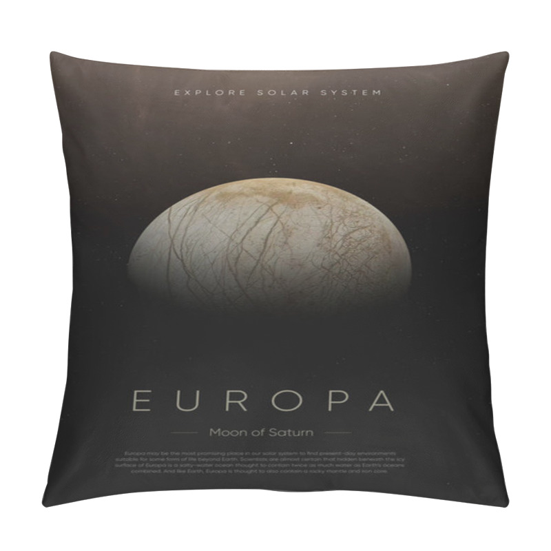 Personality  Europa Moon Of Saturn. 3D Illustration Poster. Pillow Covers