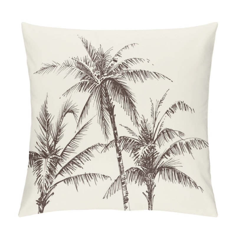 Personality  Palm Trees Foliage, Tree Crown Drawing Pillow Covers