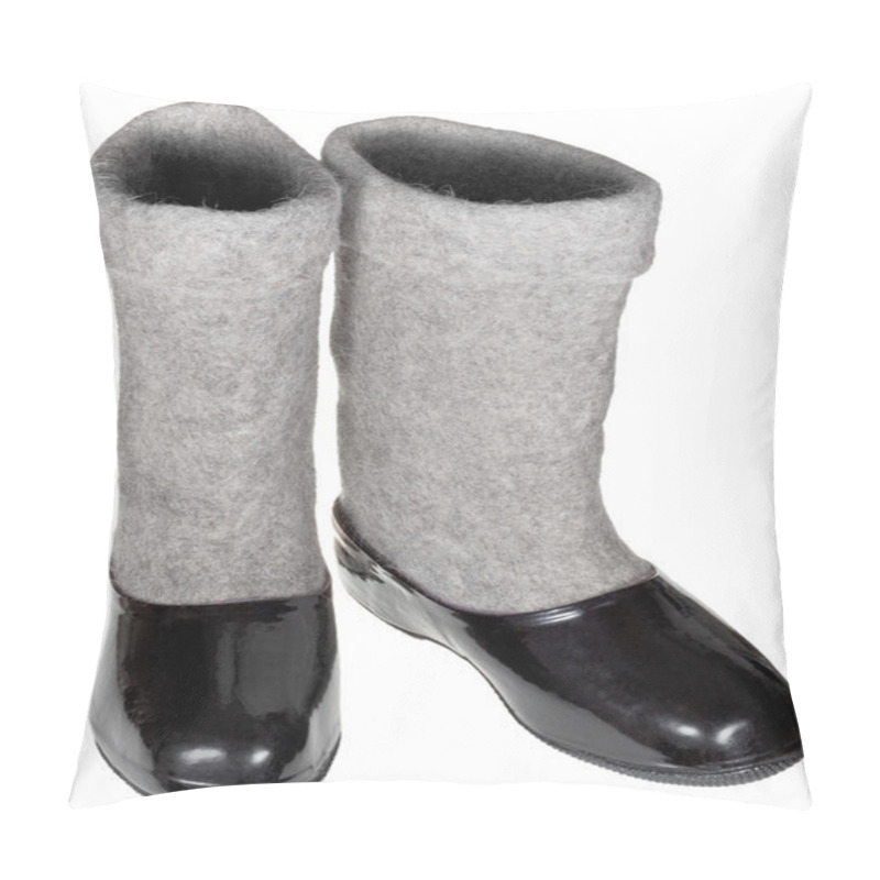 Personality  Pair Of Felt Boots In Black Rubber Galosh Pillow Covers