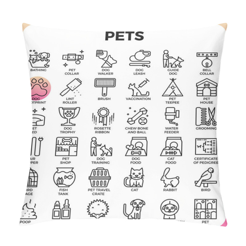 Personality  Pets Concept Detailed Line Icons Pillow Covers