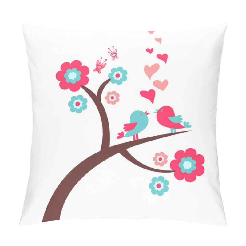 Personality  Pretty Romantic Card With Birds Pillow Covers