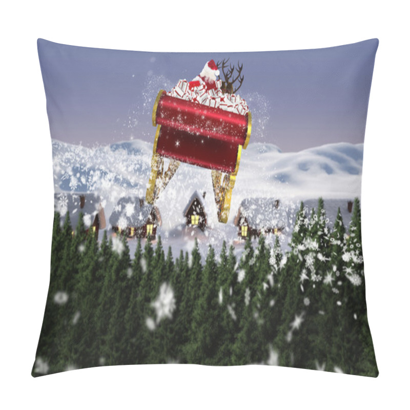 Personality  Composite Image Of Santa Flying His Sleigh Pillow Covers