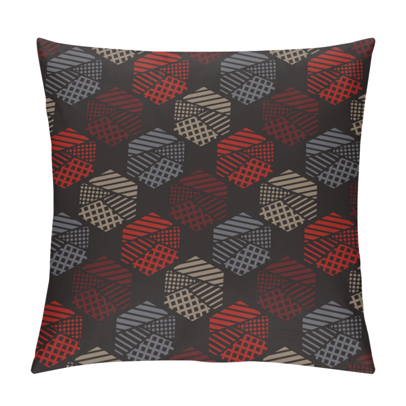 Personality  Seamless Abstract Geometric Pattern. The Shapes Of Hexagons. Texture Stripes, Checks, Dots. Textile Rapport. Pillow Covers