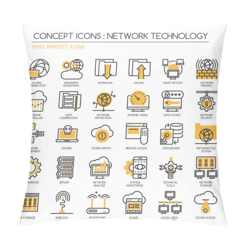 Personality  Network Technology , Thin Line Icons Set ,pixel Perfect Icons Pillow Covers