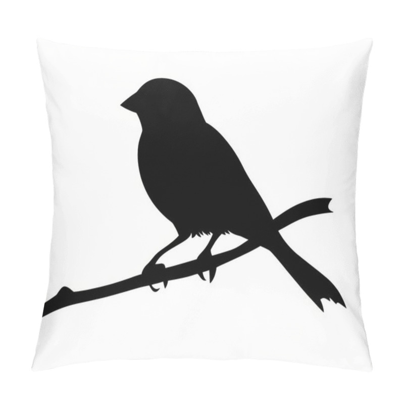 Personality  Silhouette Of A Small Bird Perched On A Branch, Conveying A Sense Of Tranquility And Nature. Pillow Covers