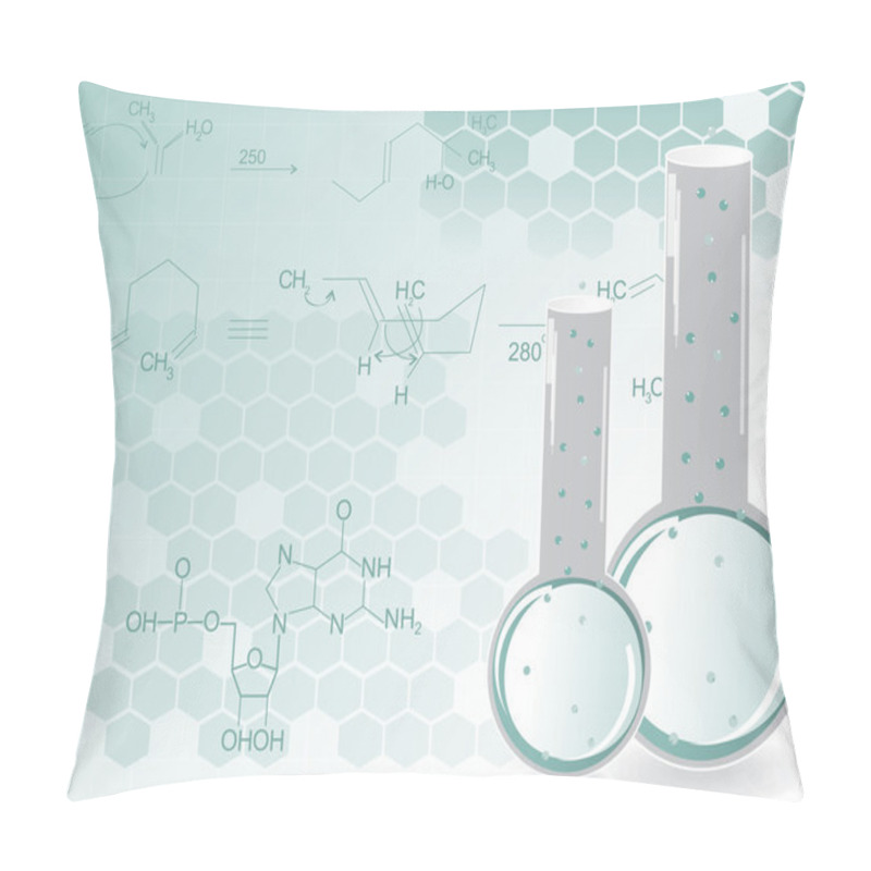 Personality  Honeycomb Background With Chemical Formula, Laboratory Flask Pillow Covers