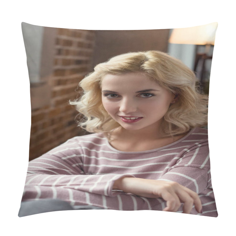 Personality  Beautiful Smiling Woman Pillow Covers