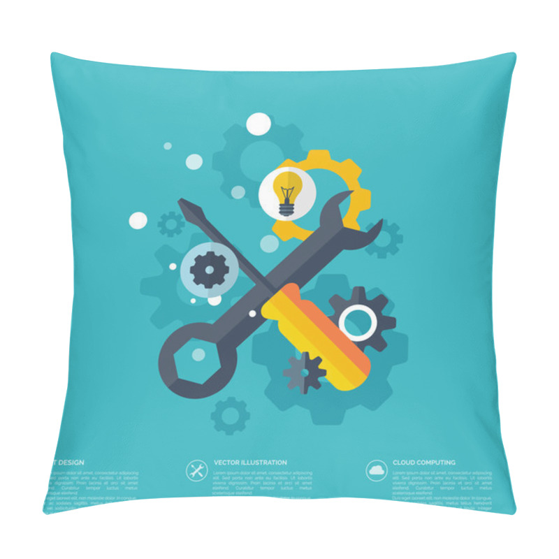 Personality  Flat Repair Icon. Mechanic Service Concept.  Web Site Creating. Pillow Covers