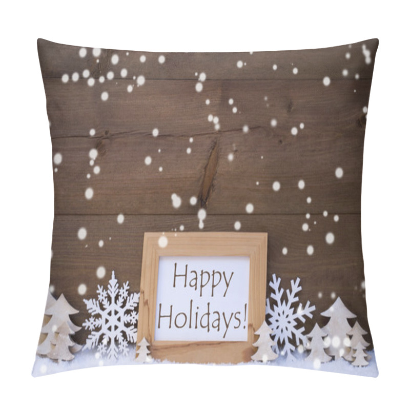 Personality  White Christmas Decoration Text Happy Holidays, Snow, Snowflakes Pillow Covers