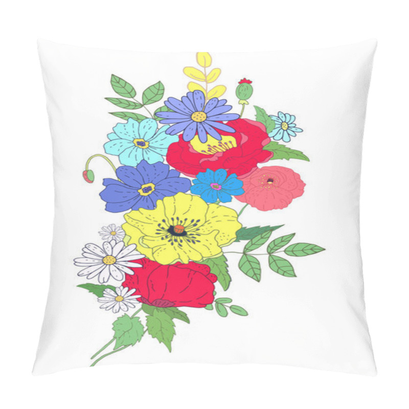 Personality  Hand Drawn Floral Bouquet. Vector Illustration. Pillow Covers