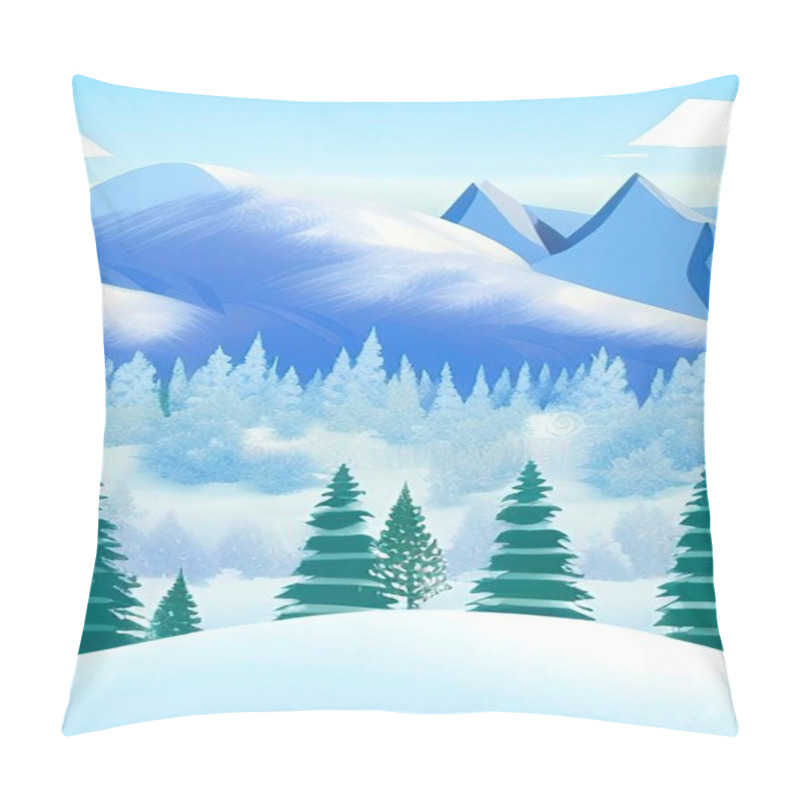 Personality  Winter Landscape With Heavy Snowfall Trees And Hills Pillow Covers